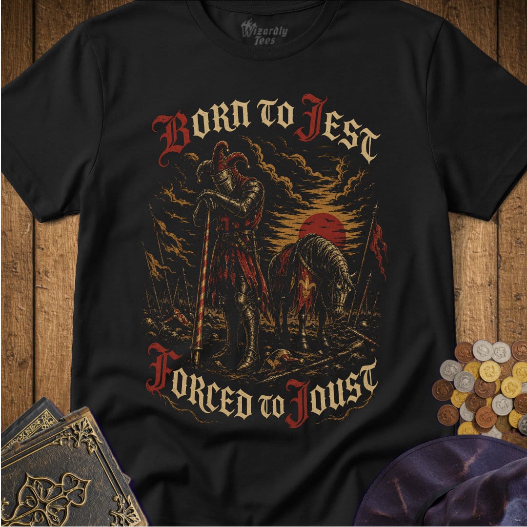 Born to Jest Forced to Joust Battle T-Shirt_WD_Black.jpg