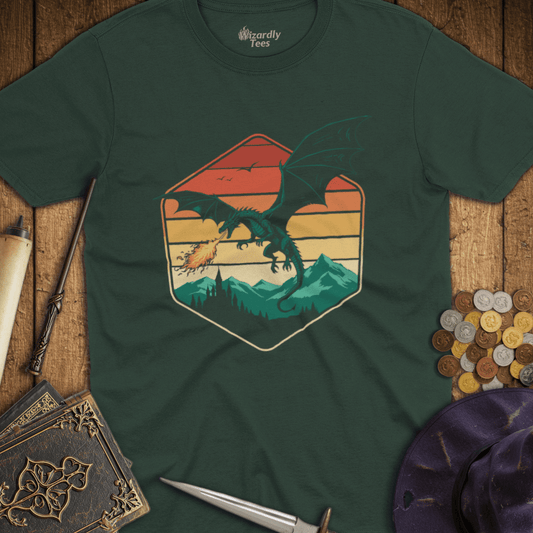Dragon Hexagon Retro Sunset T-shirt