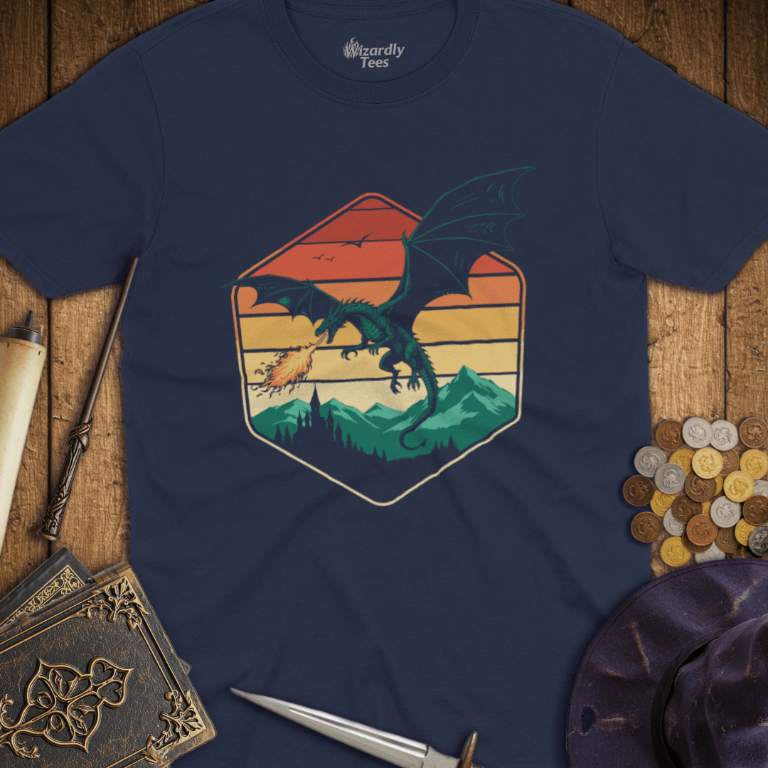 Dragon Hexagon Retro Sunset T-shirt