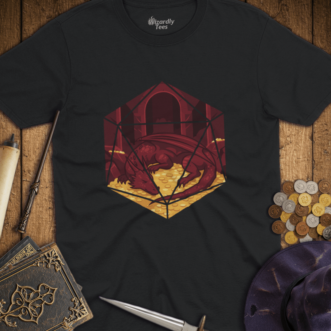 Dragon Red & Gold D20 Hexagon T-shirt