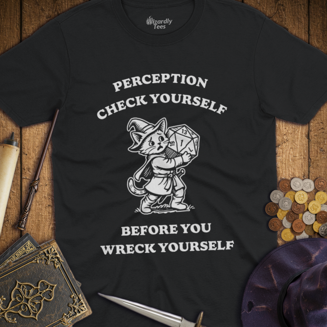 Perception Check Yourself Before You Wreck Yourself Kitten T-shirt