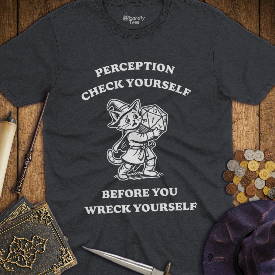 Perception Check Yourself Before You Wreck Yourself Kitten T-shirt