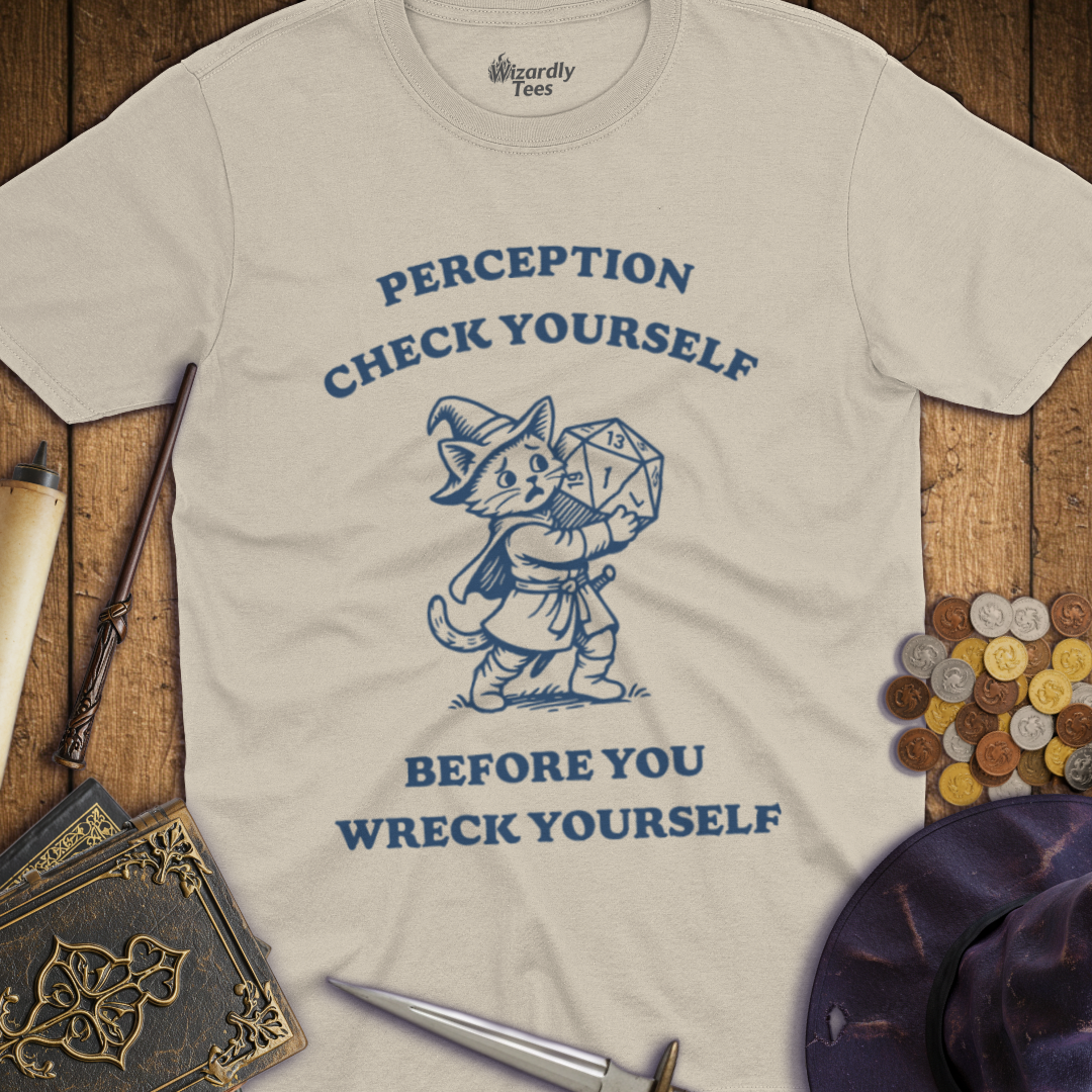 Perception Check Yourself Before You Wreck Yourself Kitten T-shirt