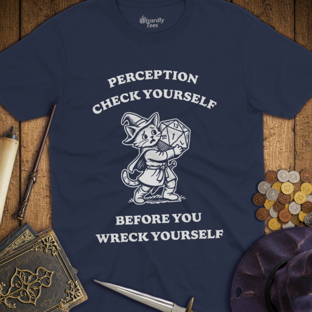 Perception Check Yourself Before You Wreck Yourself Kitten T-shirt