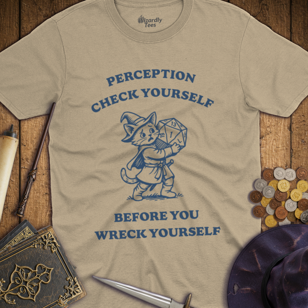 Perception Check Yourself Before You Wreck Yourself Kitten T-shirt