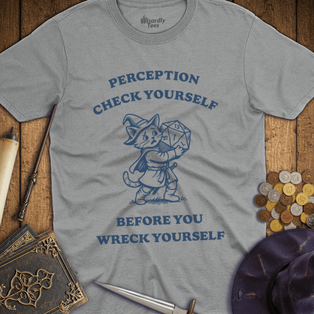 Perception Check Yourself Before You Wreck Yourself Kitten T-shirt