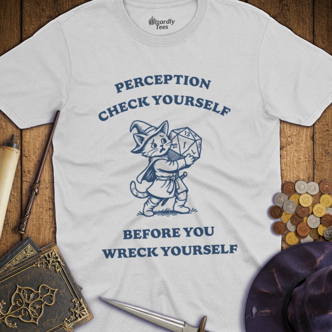 Perception Check Yourself Before You Wreck Yourself Kitten T-shirt
