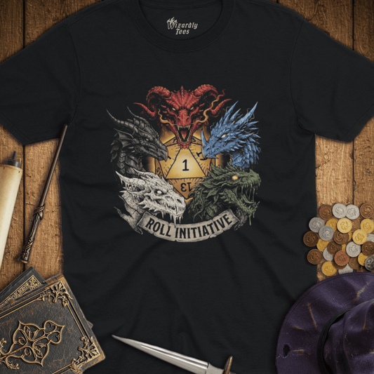 Roll Initiative Chromatic Dragons D20 T-Shirt