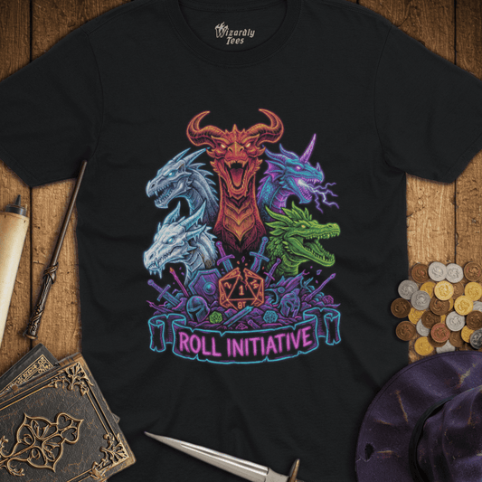 Roll Initiative Chromatic Dragons Neon T-Shirt