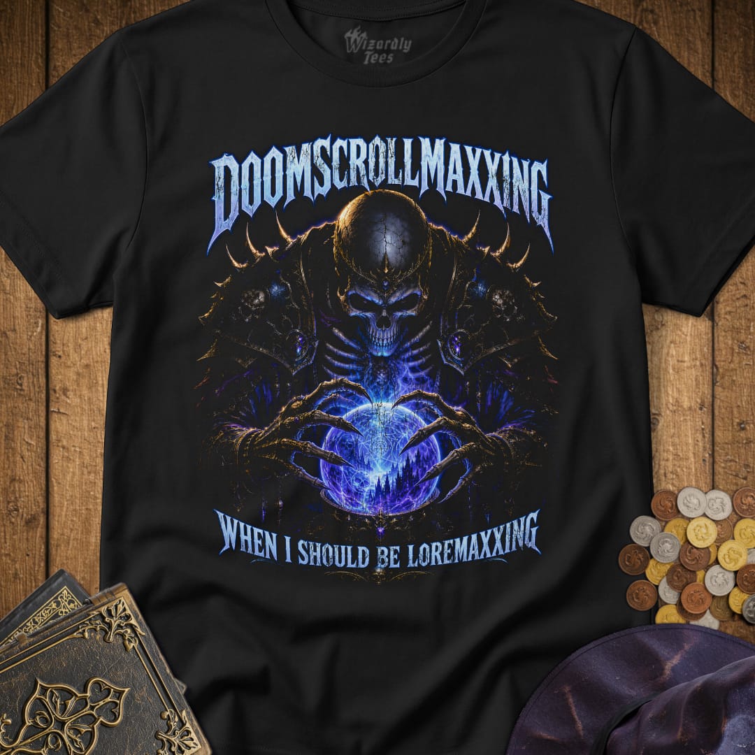Doomscrollmaxxing Skeleton Mage T-Shirt