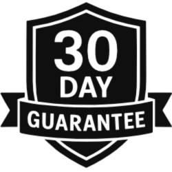 Black and white '30 Day Guarantee' logo on a white background