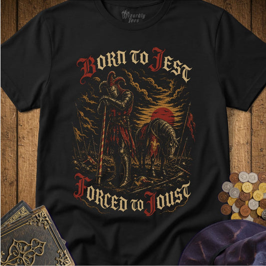 Born to Jest Forced to Joust Battle T-Shirt_WD_Black.jpg