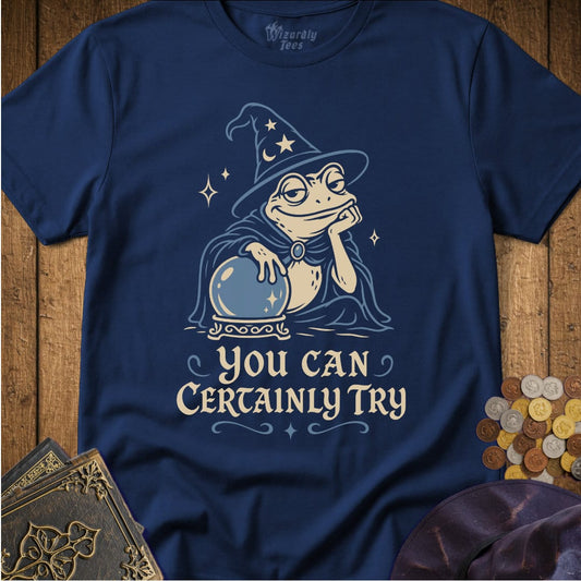 You Can Certainly Try Frog Wizard T-Shirt_WD_Navy.jpg