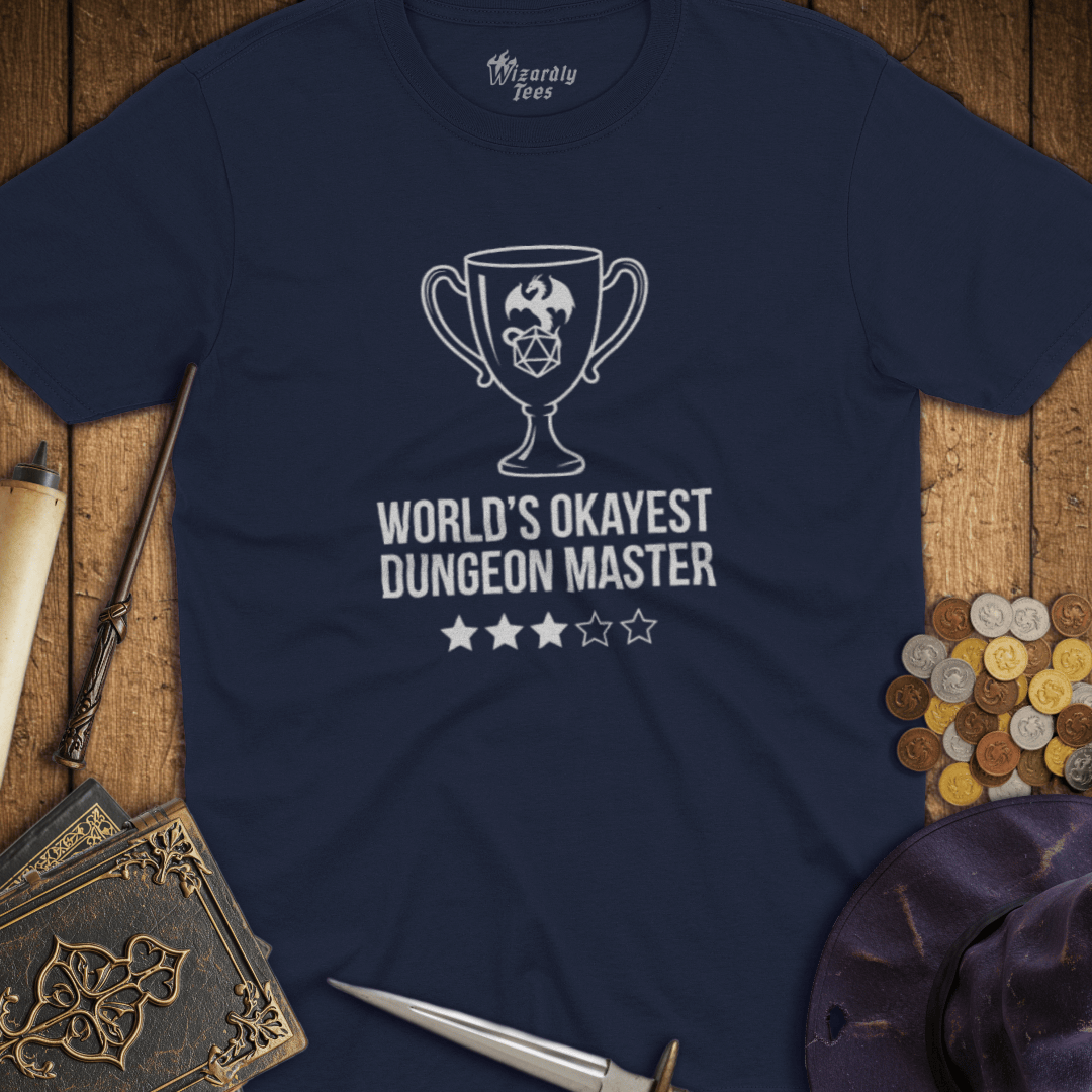 World's Okayest Dungeon Master 3-Star Trophy T-Shirt